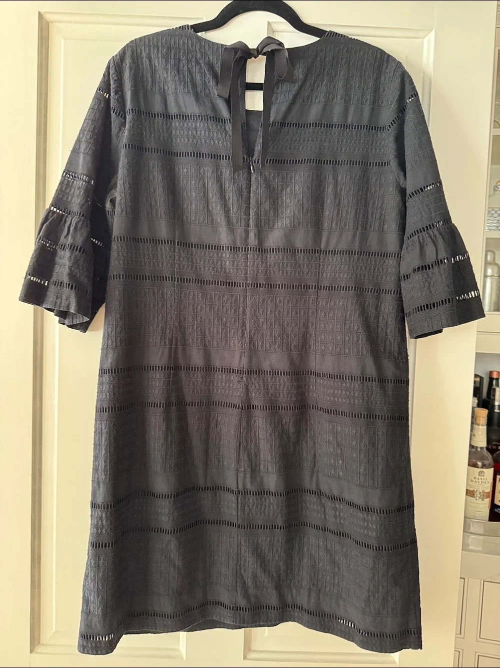 J. Crew Black Mini Shift Dress with Eyelet Detail